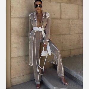 JLUXLABEL White Mesh Pantsuit